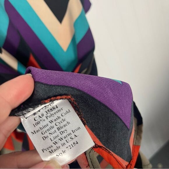 Uncle Frank Dress XS Colorful Chevron Stripes Y2K Women Mini V-neck - Picture 4 of 7